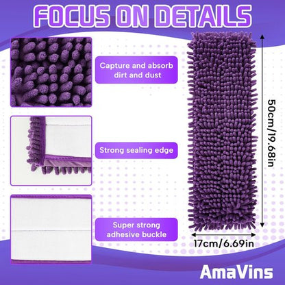 AmaVins Microfiber Pet Mop Pads - Reusable 18-Inch Cleaning Pads for Multi-Surface Floors | Attracts Pet Hair