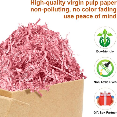 Darfukei Easter Crinkle Paper Filler, Valentine's Day Shredded Paper For Gift Baskets 1/2LB (8 oz) , Pink Mother's Gifts Day Baskets Grass, Crinkle Cut Papers Shred For Birthdays, Weddings,Boxes Bags, Basket Filler ,Anniversaries,Gift Wrapping