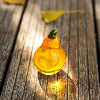 Skiennix Crystal Pear Figurines - Elegant Glass Fruit Decor for Office Tabletop Centerpiece | Perfect Gift for Mum
