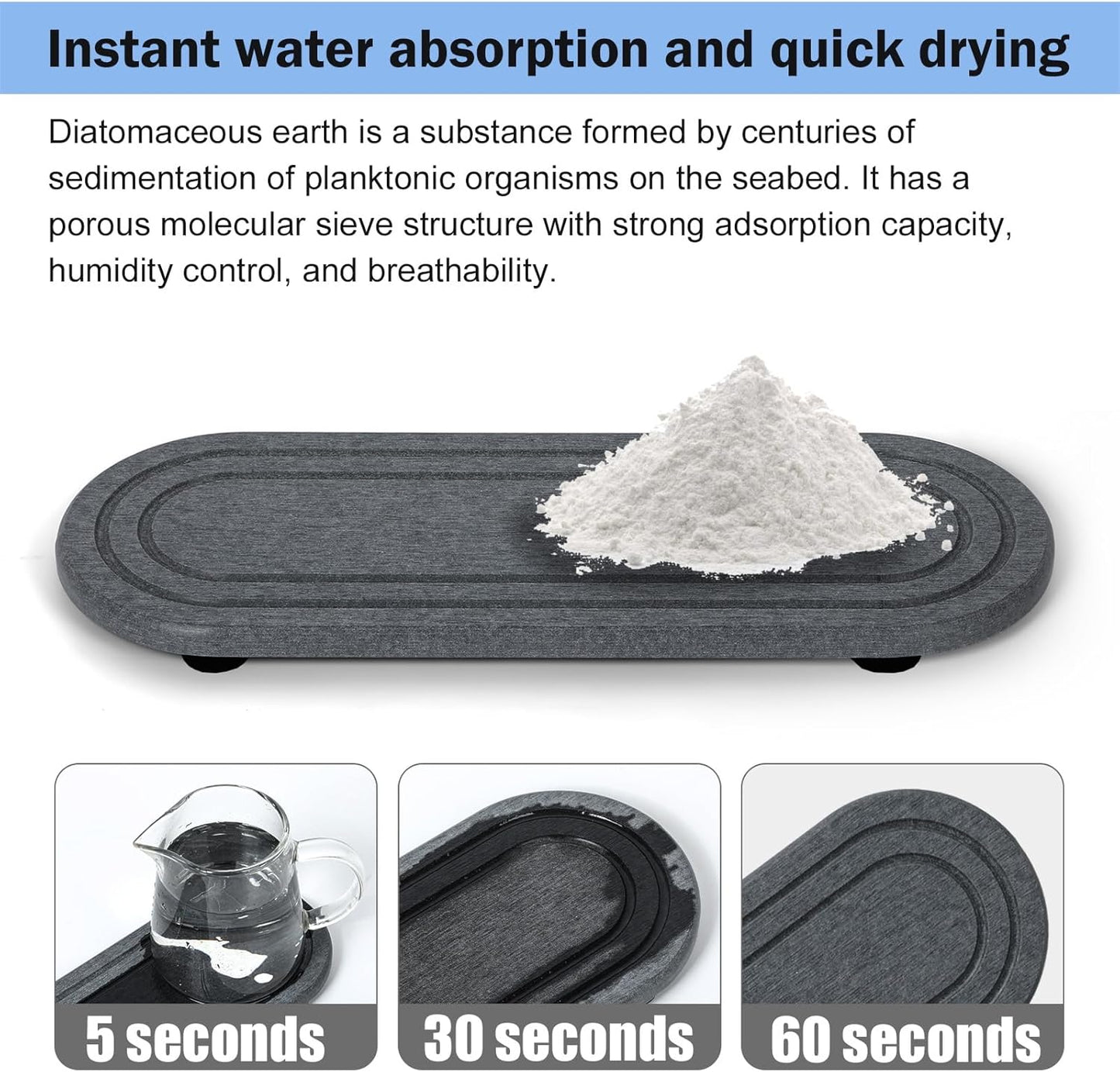 Skiennix Water Absorbing Stone Tray - Fast Drying Diatomite Coasters for Kitchen & Bathroom | 2PCS Set