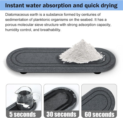 Skiennix Water Absorbing Stone Tray - Fast Drying Diatomite Coasters for Kitchen & Bathroom | 2PCS Set