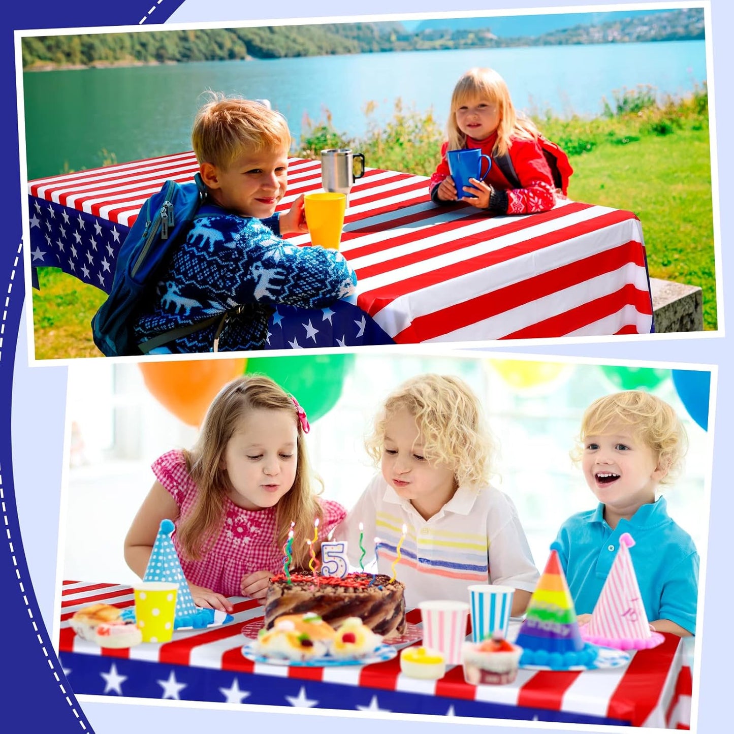 Regine Switzerland 30-Pack 4th of July Tablecloths - 54 x 108 Inch Red, White & Blue Disposable Covers for Patriotic Celebrations
