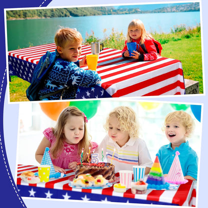 Regine Switzerland 30-Pack 4th of July Tablecloths - 54 x 108 Inch Red, White & Blue Disposable Covers for Patriotic Celebrations