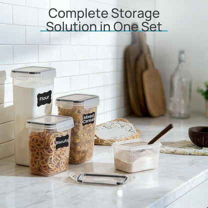 Vtopmart Airtight Food Storage Containers - 24 Pcs Plastic Canisters for Cereal, Flour & Sugar | BPA Free, Black