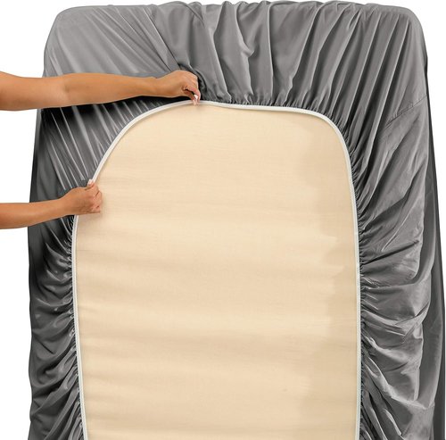 Hearth & Harbor Queen Sheet Set - Extra Deep Pocket for 18-24 Inch Mattresses - 6 Piece Grey Set
