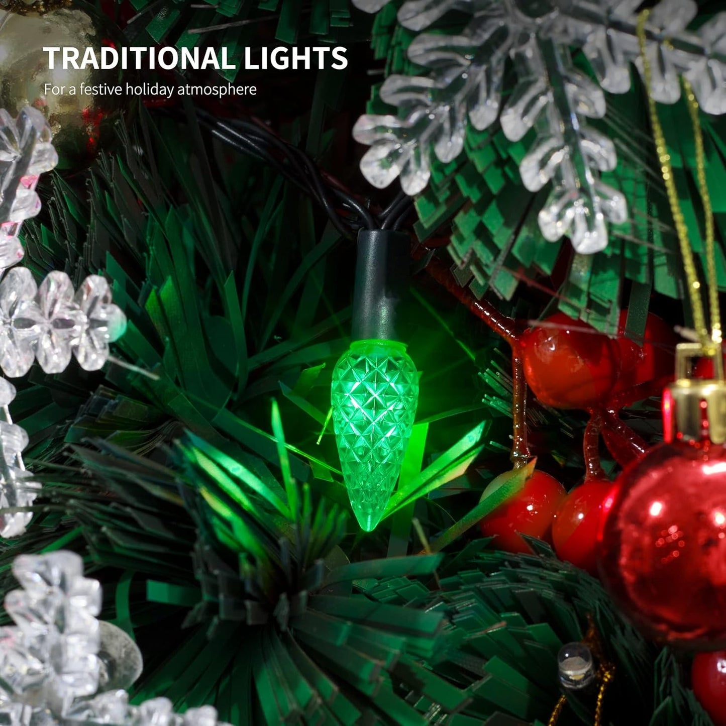 WATERGLIDE Christmas Lights - 33ft 100 LED Multicolor Faceted String Lights | Waterproof & 8 Modes