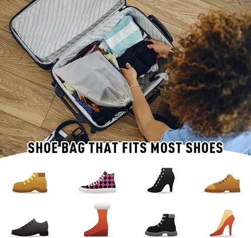GONGKANGYUAN Shoe Bags for Travel - Flannel Single Pouch with Drawstring | 2 Pack for Men & Women