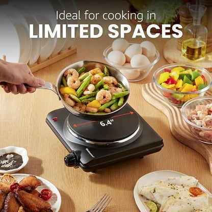 Elite Gourmet ESB-301BF Countertop Electric Hot Plate - 1000 Watts, Easy to Clean, Black | Pack of 4