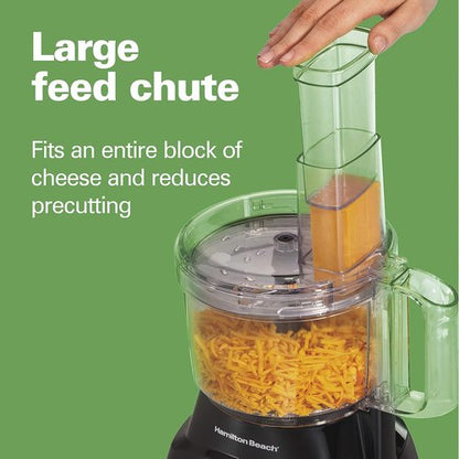 Hamilton Beach Food Processor - Versatile Vegetable Chopper for Slicing & Shredding | 8 Cup, Black