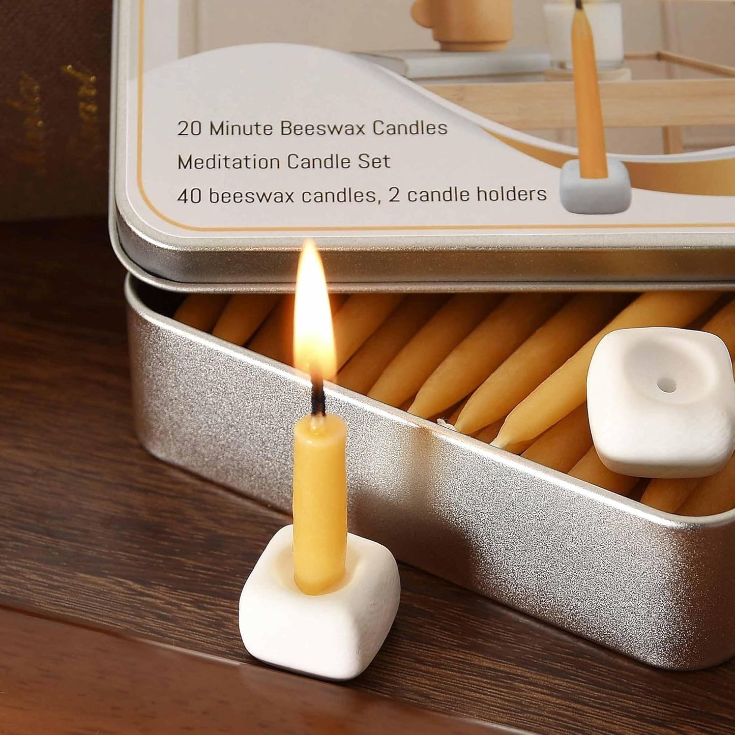 Skiennix Mini Candles Set - 40Pcs 2.6 Inch Beeswax Taper Candles | Smokeless & Dripless for Meditation & Home Decor - Yellow