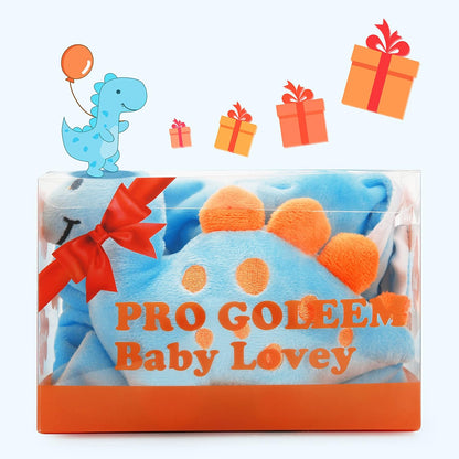 Pro Goleem Dinosaur Security Blanket - Soft Lovey Snuggle Toy for Babies | Blue 14 Inch
