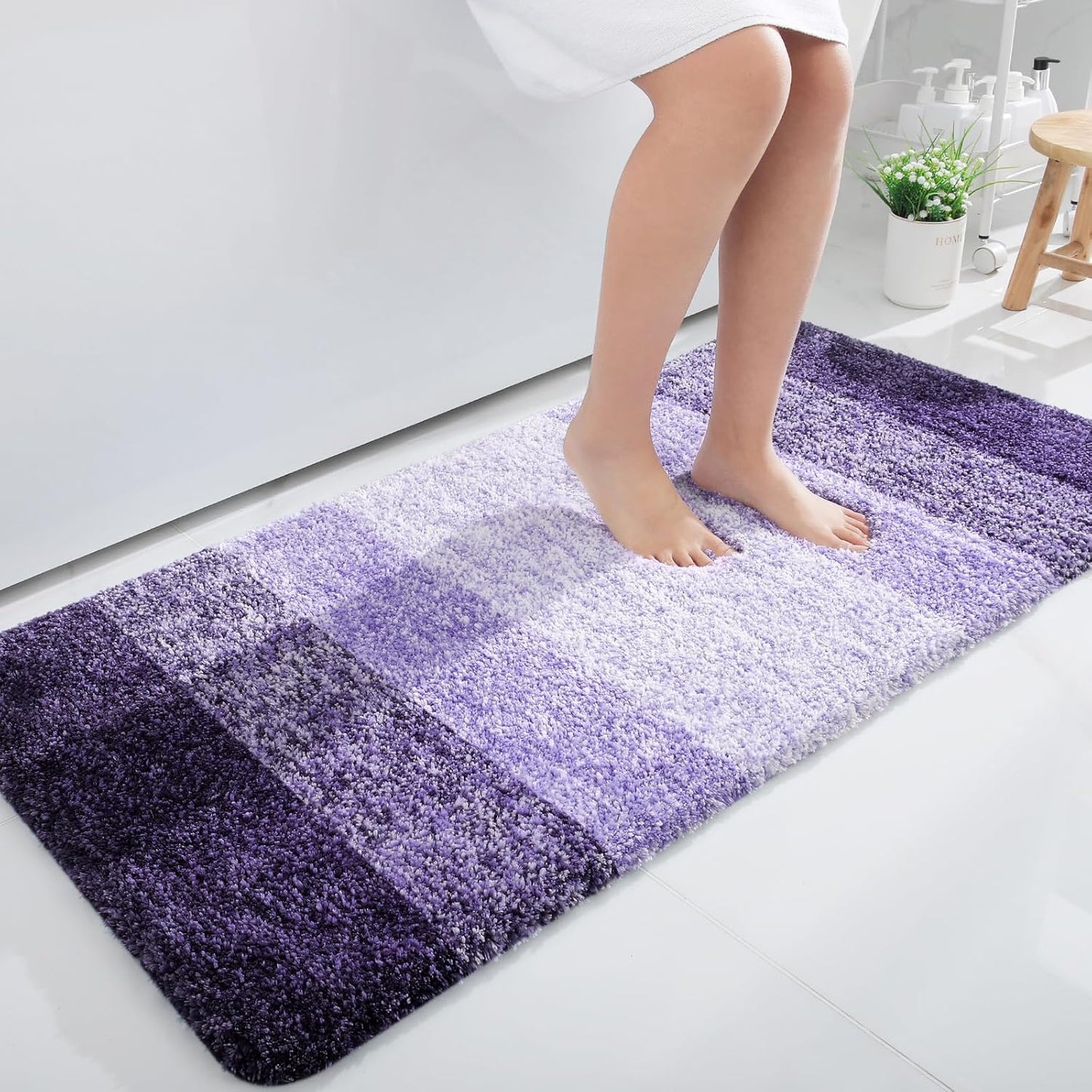 OLANLY Bathroom Runner Rug - Extra Soft Microfiber Mat, Quick Dry & Washable | 44x24, Violet
