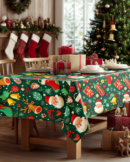Pureegg Disposable Plastic Tablecloths - 10 Pack, 54 x 108 Inch, Leakproof & Sturdy for Christmas Parties - Christmas Green