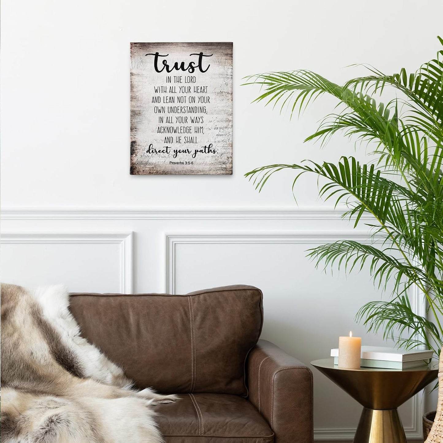 PHAMTE Christian Wall Art - Proverbs 3:5-6 Trust In The Lord - Framed Canvas Print (11x14)
