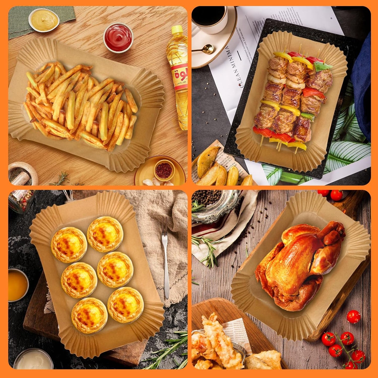 Ninja 200PCS Air Fryer Liners - Non-Stick Disposable Parchment Paper for DZ201/DZ401 | Food Grade (8.6 x 5.5 Inch)