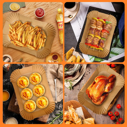 Ninja 200PCS Air Fryer Liners - Non-Stick Disposable Parchment Paper for DZ201/DZ401 | Food Grade (8.6 x 5.5 Inch)