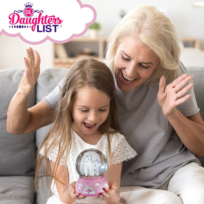 Shatterproof Unicorn Snow Globe for Girls - Handpainted with Musical Melody - Plastic Snow Globes for Kids - Unbreakable Snow Globe - Child Safe