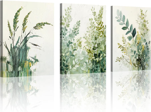 Skiennix Boho Floral Canvas Wall Art - Modern Botanical Prints for Home Office & Living Room | 12"x16" Wrapped Frame