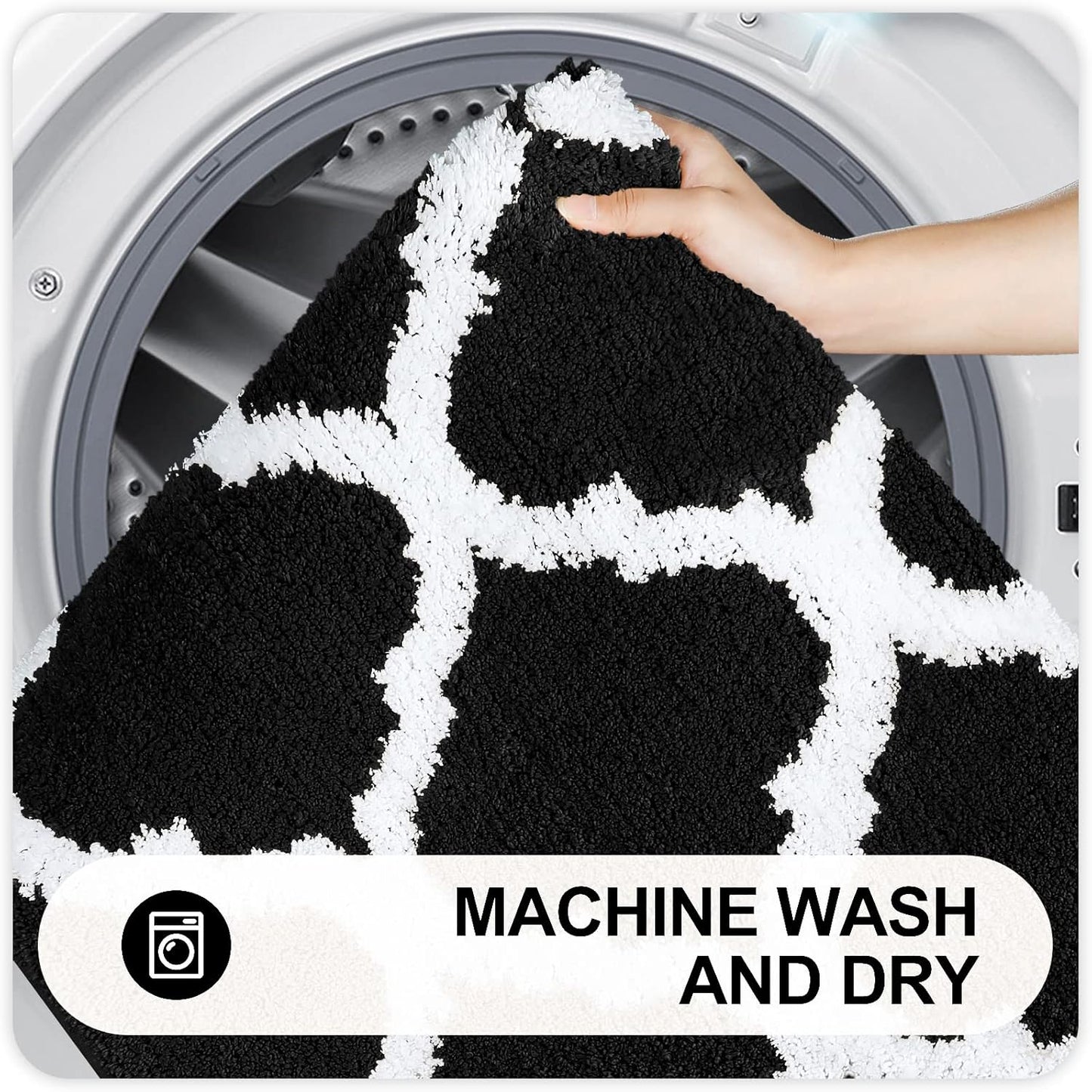 OLANLY Bathroom Rugs - Soft, Absorbent Microfiber Bath Mats | Non-Slip Shaggy Design, 30x20 Inches, Black