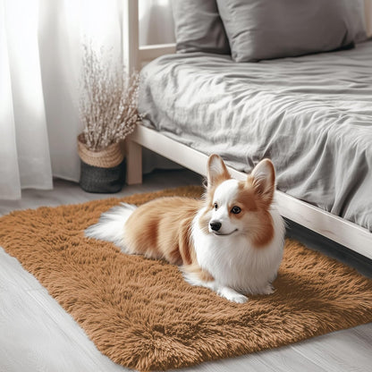 OLANLY Small Bedside Rug - Soft, Machine Washable Shaggy Throw Rug for Bedroom & Nursery | Khaki