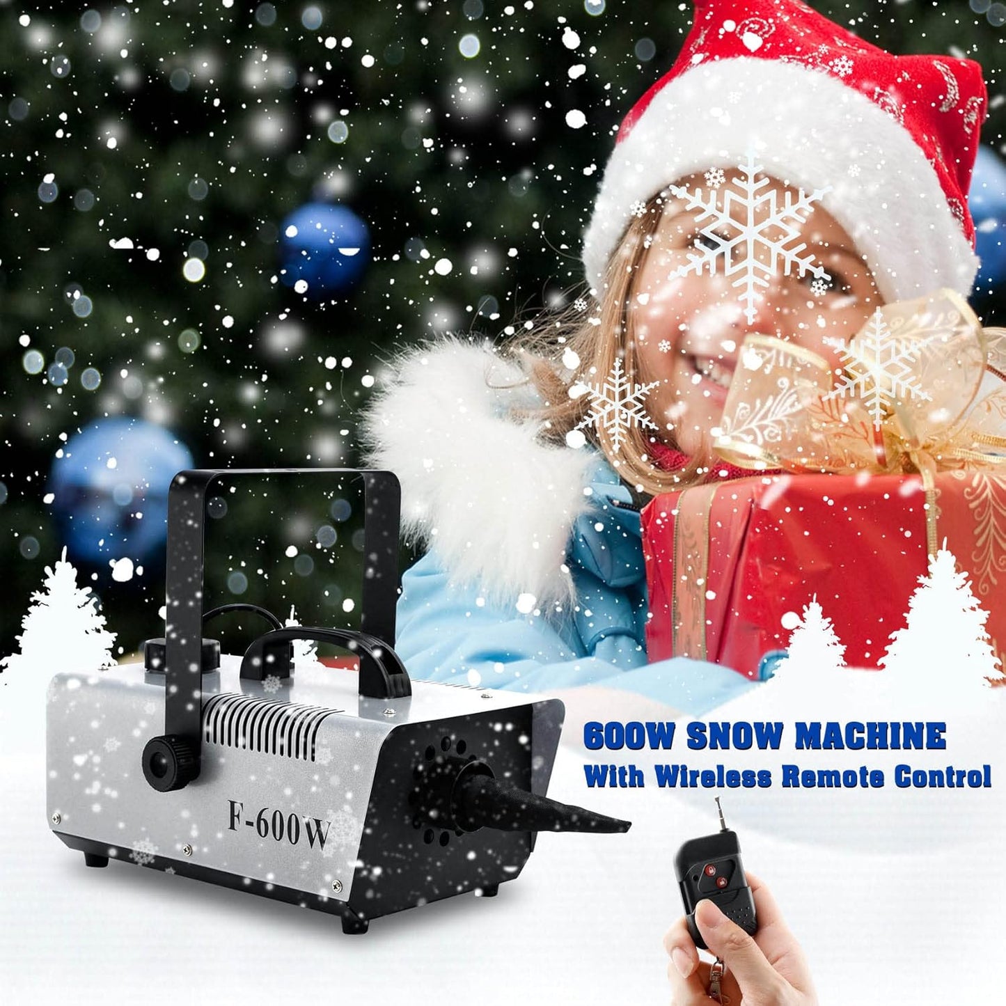 TCFUNDY Snow Machine - 600W Snowflake Maker for Christmas & Wedding Parties | Remote Control Included