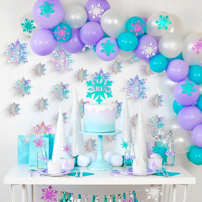 Skiennix 15PCS Christmas Hanging Snowflakes - 3D Iridescent Paper Ornaments for Winter Decor