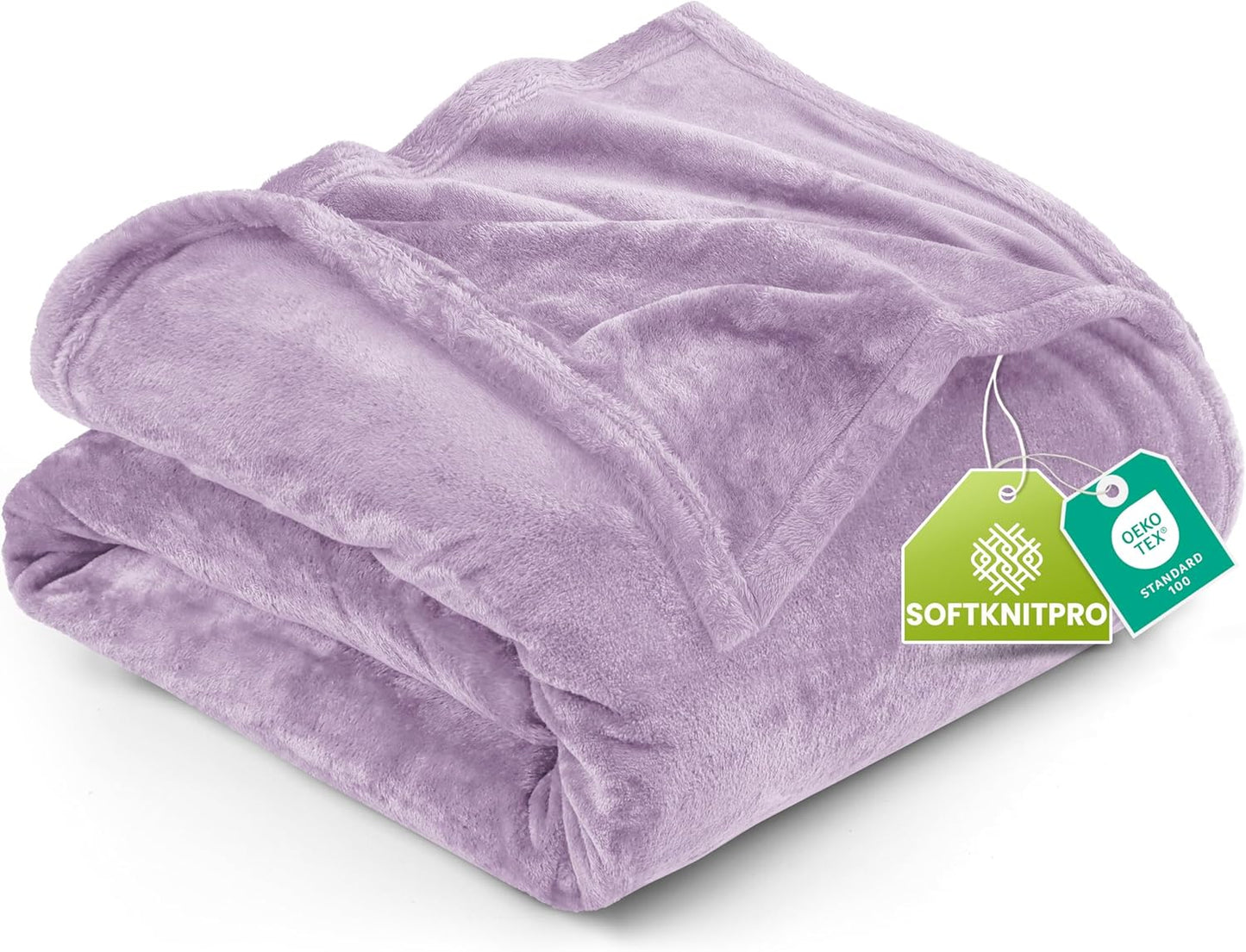 Utopia Bedding Fleece Blanket - Luxury Soft Microfiber Queen Size in Lilac | 300GSM Anti-Static (90x90 Inch)
