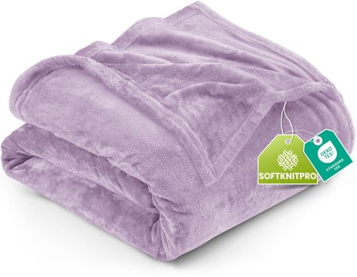Utopia Bedding Fleece Blanket Queen Size Lilac 300GSM Luxury Fuzzy Soft Anti-Static Microfiber Bed Blanket (90x90 Inch)
