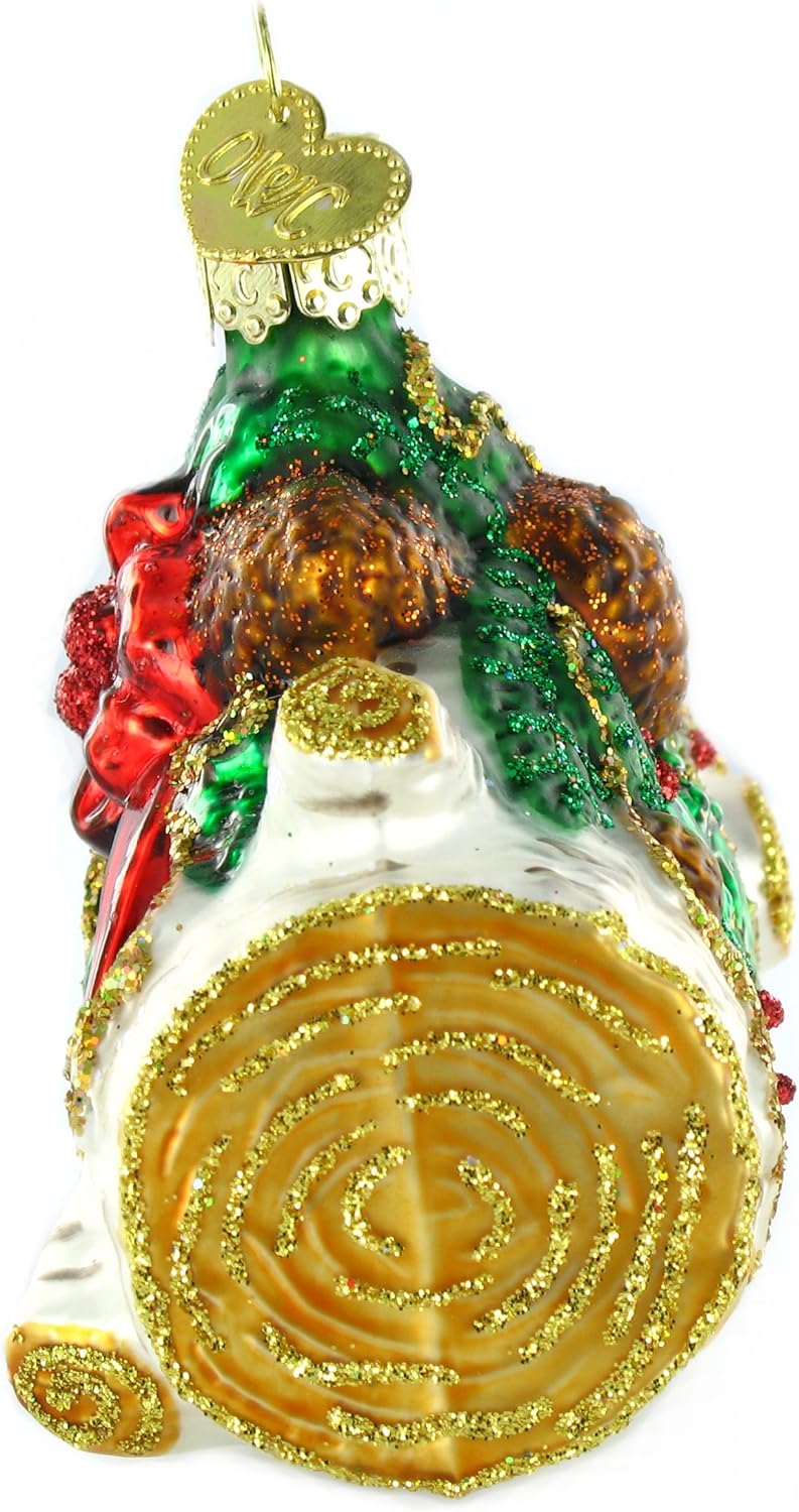Old World Christmas Yule Log Ornament - Handcrafted Glass Blown Holiday Decoration | Festive Tree Decor