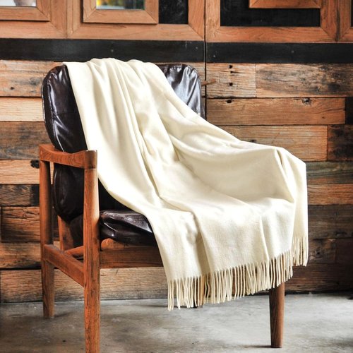 CUDDLE DREAMS Cashmere Throw Blanket - Luxuriously Soft with Fringe | Elegant Ivory Color