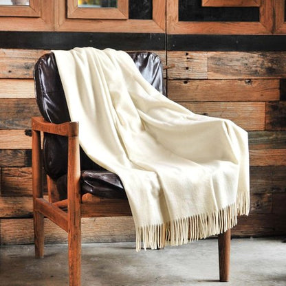 CUDDLE DREAMS Cashmere Throw Blanket - Luxuriously Soft with Fringe | Elegant Ivory Color
