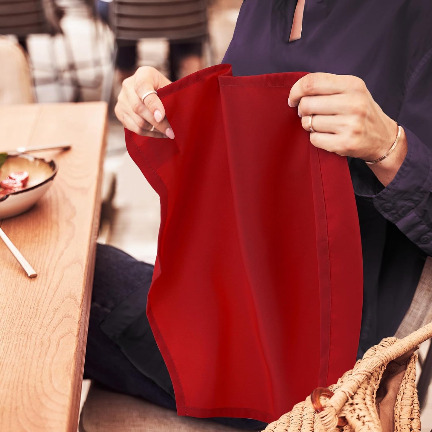 Utopia Home Cloth Napkins - 24 Pack Red, 17x17 Inches, 100% Polyester, Washable & Reusable for Events