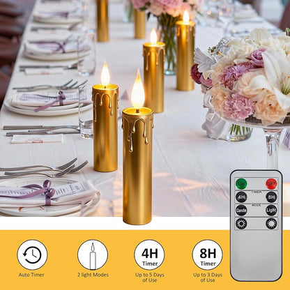 Rechargeable Flameless Clip-On Christmas Tree Candles with Remote & Timer - Gold