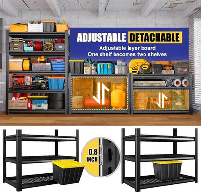Garage Shelving | Heavy Duty Metal Storage Unit - 3500 lbs Capacity, Adjustable 5-Tier Wire Rack, Black - 72"x59"x20"