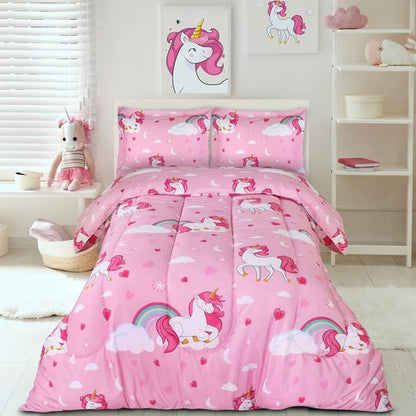 Utopia Bedding Unicorn Kids Comforter Set with 2 Pillow Shams, 3 Piece Soft Microfiber Twin Bed Comforter with Pillow Shams, Printed Kids Bedding for Boys and Girls, Lightweight, Breathable,Easy Care