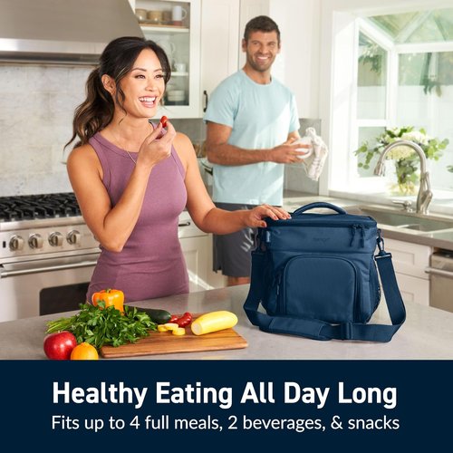 Bentgo Prep Deluxe Insulated Multimeal Bag - Holds 5 Meals with Premium Insulation for 8 Hours | Durable & Water-Resistant (Navy Blue)