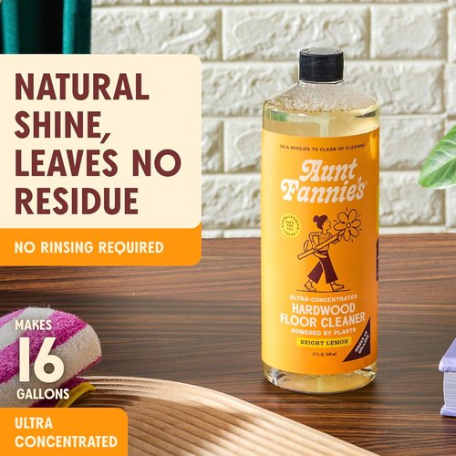 Aunt Fannie's Hardwood Floor Cleaner - Vinegar-Free Plant-Based Solution | Bright Lemon Scent, 32 oz (Pack of 3)