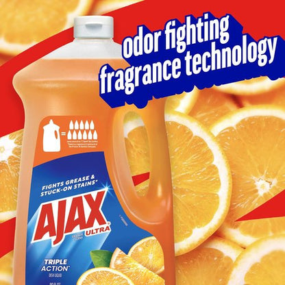 Ajax Ultra Liquid Dish Soap - Orange Scent, Triple Action Formula | 90 Fl Oz Bottle