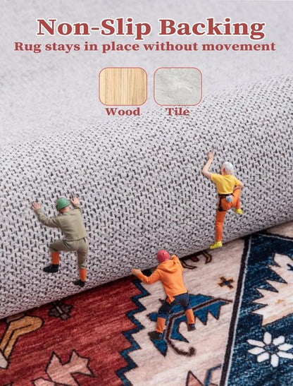 **SERISSA Runner Rug - Washable Non-Slip Kitchen Rug | Vintage Rust Boho Design, 2'6"x10'**