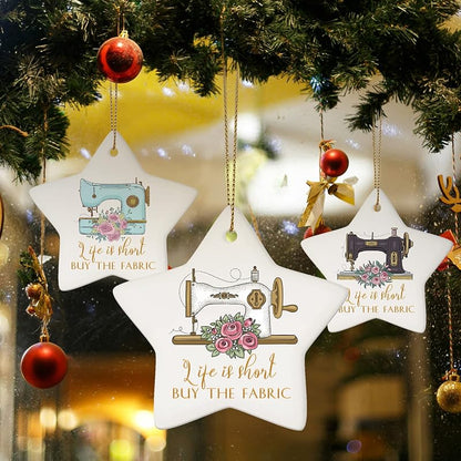 Sieral 3-Piece Ceramic Sewing Machine Ornament Star – Christmas Tree Decorations