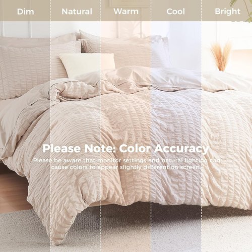 HYMOKEGE California King Comforter Set - 7-Piece All-Season Luxury Bedding in Beige with Sheets & Pillowcases