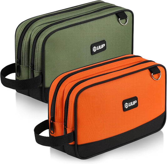 Zipper Tool Pouch 2-Pack by [Brand Name] | 12" Small Tool Bag with 2 Compartments for Easy Organization - Orange/Green