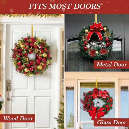 Metal Wreath Hanger 12" - Heavy Duty Over-the-Door Hook for Seasonal Decor | Gold Finish