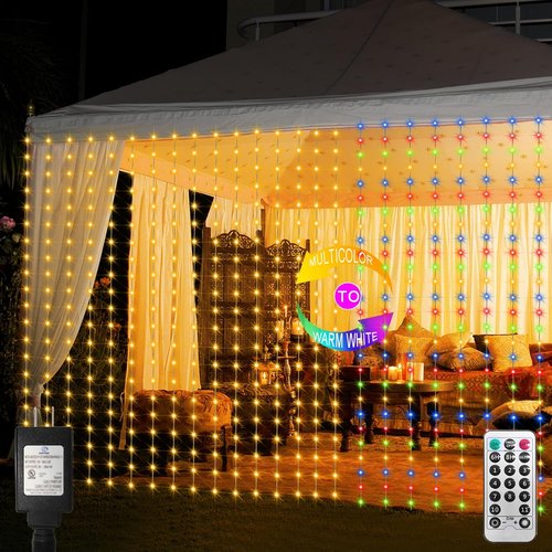 Echosari 600 LED Curtain Lights - 20Ft x 10Ft Waterproof Dual Color Changing Fairy Lights for Bedroom & Wedding Decor