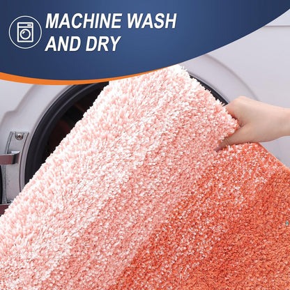 OLANLY Bathroom Runner Rug - Extra Soft Microfiber, Quick-Dry, Washable | 70x24 Inches, Coral Color