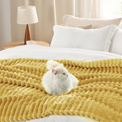 Bedsure GentleSoft California King Size Blanket - Cozy Yellow Fleece Throw for Women, 102x96 Inches