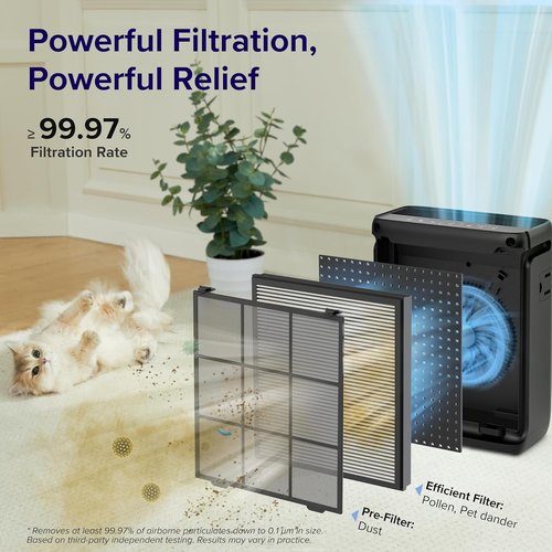 LEVOIT Air Purifier | Smart WiFi HEPA Filter for Large Rooms Up to 1073 Ft² - Black, Vital 100S-P
