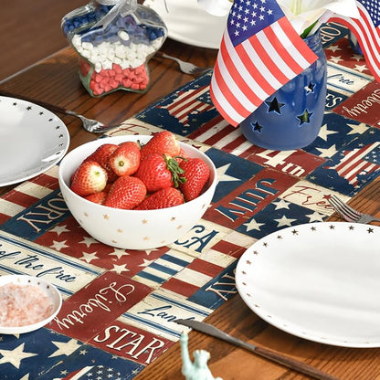 Stars Stripes American Flag Table Runner 13x90in - 210 GSM, Blue/Red variation