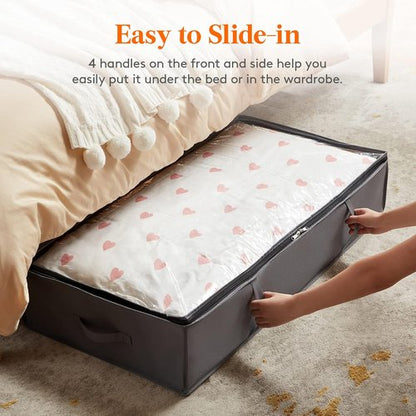 Lifewit 95L Under Bed Storage Containers - Large Capacity Blanket Bags with Reinforced Handles | Grey