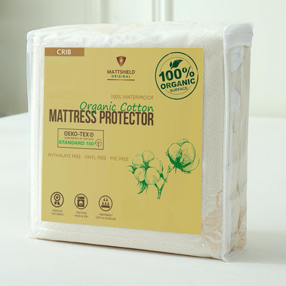 Skiennix Organic Mattress Protector Pad - OCS Certified Waterproof Cotton Cover | 250 GSM Deep Pocket Comfort